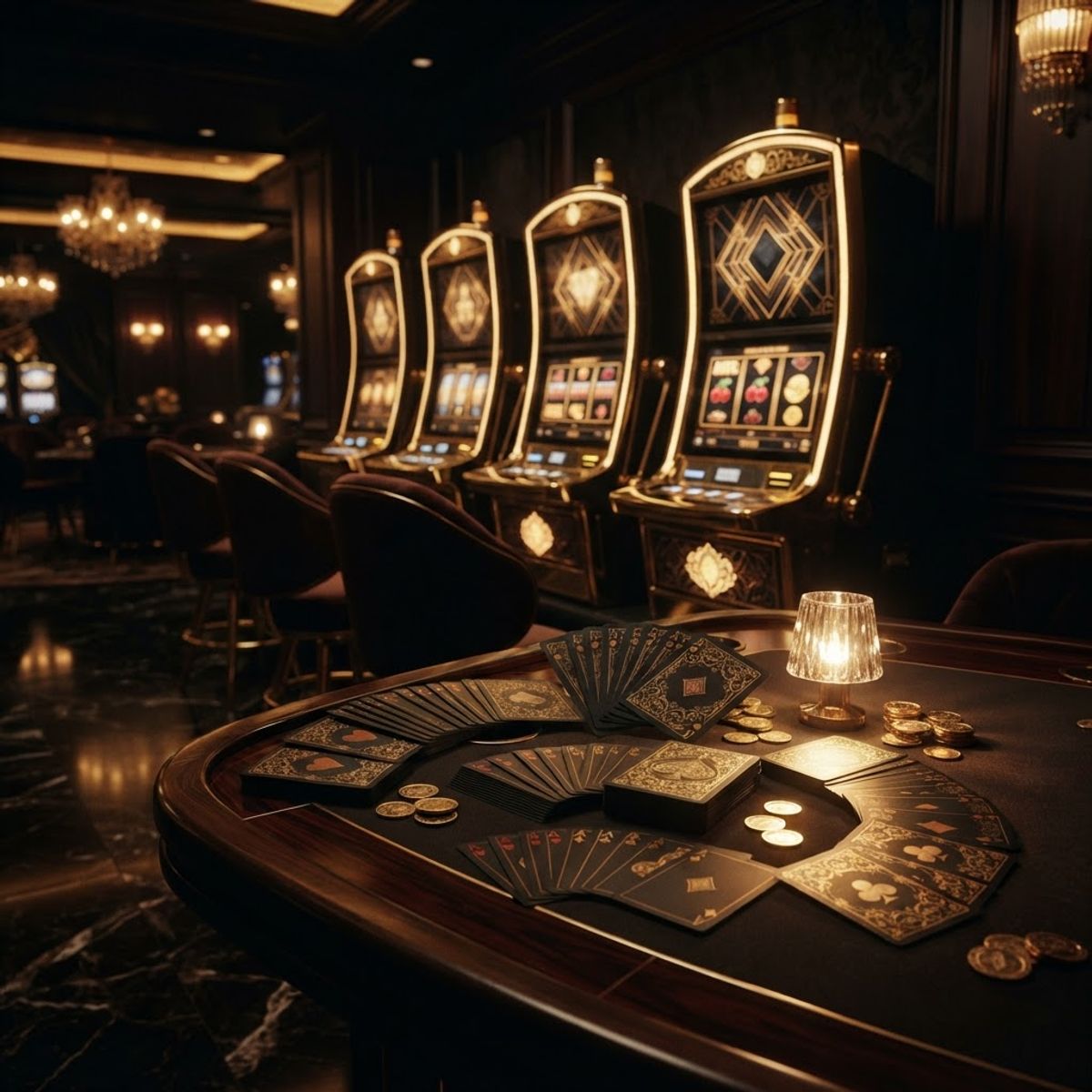 Casino gokautomaten in gouden licht